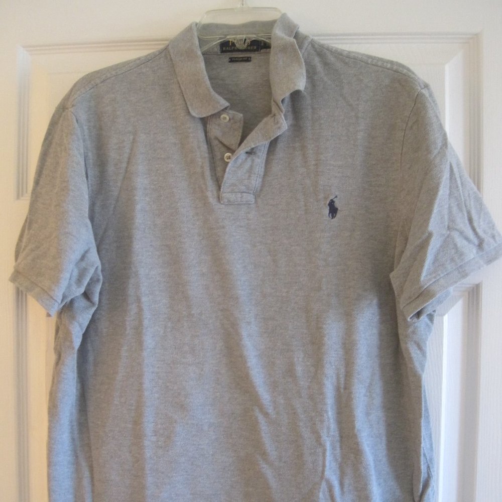 POLO RALPH LAUREN HEATHER GRAY SHORT SLEEVE PIQUE POLO SHIRT LARGE
